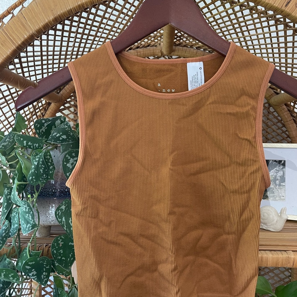 A New Day Brown Fitted Tank Top